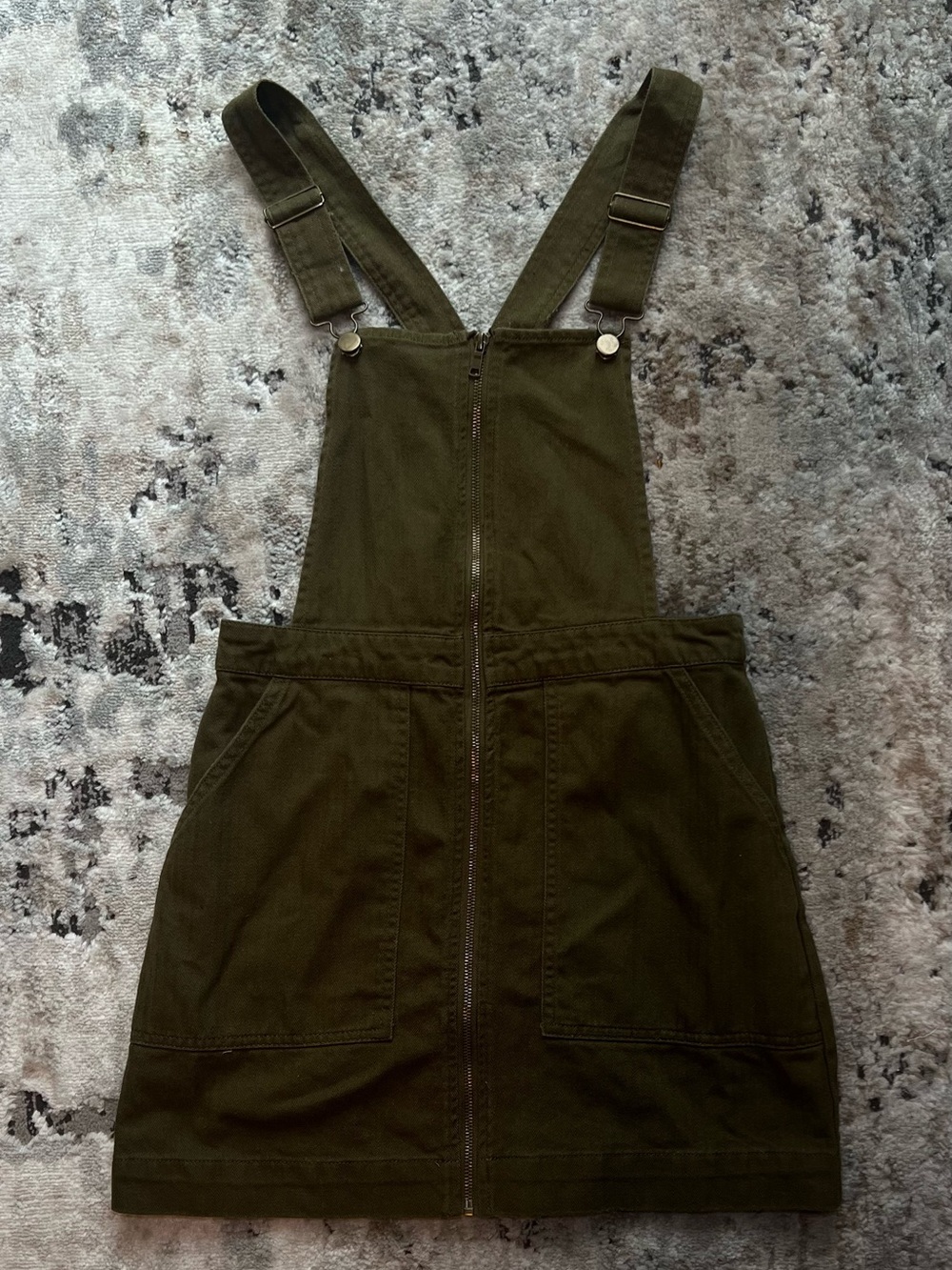 Forever 21 Olive Green Front-Zip Pinafore Dress